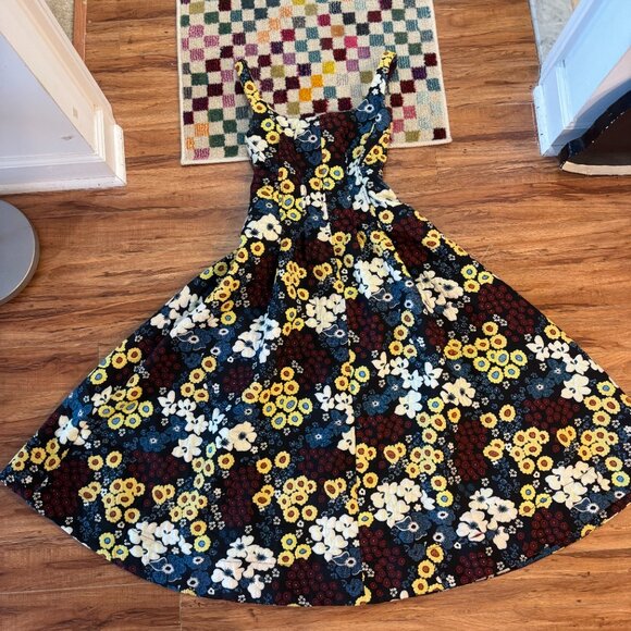 Anthropologie Maeve Marigold Midi Quilted Flowers Dress sz 4 - Picture 8 of 8